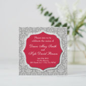 灰色と赤の結婚式招待状 招待状 (スタンド正面)