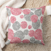 灰色と赤ヒョウの皮のプリント付き円 クッション (ブランケット)