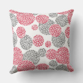 灰色と赤ヒョウの皮のプリント付き円 クッション (裏面)