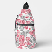 灰色と赤ヒョウの皮のプリント付き円 スリングバッグ (正面)