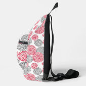 灰色と赤ヒョウの皮のプリント付き円 スリングバッグ (右)