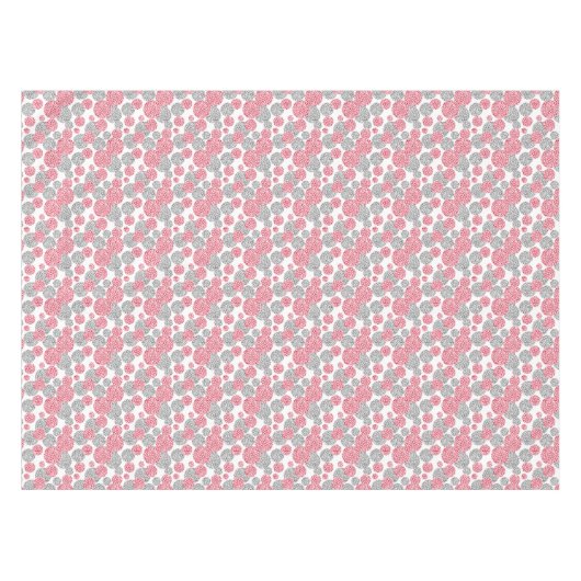 灰色と赤ヒョウの皮のプリント付き円 テーブルクロス (正面(横))