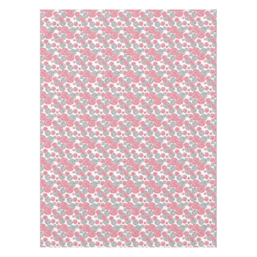 灰色と赤ヒョウの皮のプリント付き円 テーブルクロス (正面)