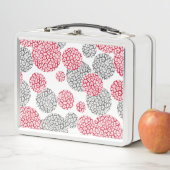 灰色と赤ヒョウの皮のプリント付き円 メタルランチボックス (インサイチュ)