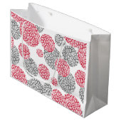 灰色と赤ヒョウの皮のプリント付き円 ラージペーパーバッグ (正面アングル)