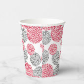 灰色と赤ヒョウの皮のプリント付き円 紙コップ (右)