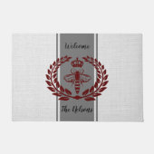 灰色と赤王室の蜂ストライプの ドアマット (正面)