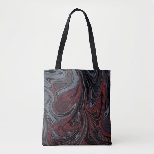 灰色と赤色の抽象芸術絵画の トートバッグ (正面)