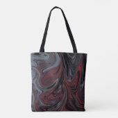 灰色と赤色の抽象芸術絵画の トートバッグ (裏面)