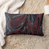 灰色と赤色の抽象芸術絵画の ランバークッション (ブランケット)