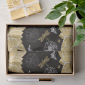 灰色と金ゴールドの花 薄葉紙 (ギフト)