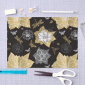 灰色と金ゴールドの花 薄葉紙 (クラフト)