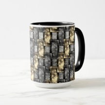 灰色と金色の染み、長方形の破片を彫った