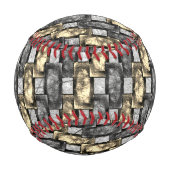 灰色と金色の染み、長方形の破片を彫った 野球ボール (正面)
