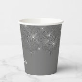 灰色と銀のレースの輝くエレガントダイヤモンド 紙コップ (左)
