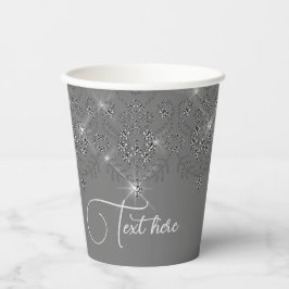 灰色と銀のレースの輝くエレガントダイヤモンド 紙コップ
