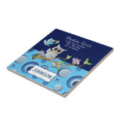 灰色と青のベビーフクロウ|誕生情報 タイル (側面)