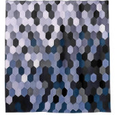 灰色と青の冬の色のハニカムパターン シャワーカーテン (正面)