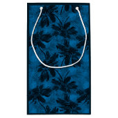 灰色と青の花のパターン。 スモールペーパーバッグ (裏面)