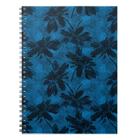 灰色と青の花のパターン。 ノートブック (正面)