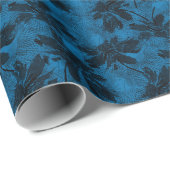 灰色と青の花のパターン。 ラッピングペーパー (ロールコーナー)