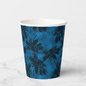 灰色と青の花のパターン。 紙コップ (裏面)