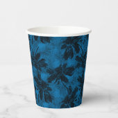 灰色と青の花のパターン。 紙コップ (左)