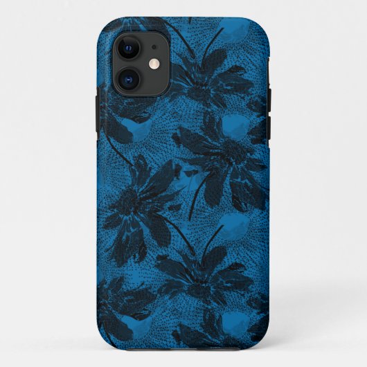 灰色と青の花のパターン。 Case-Mate iPhoneケース (裏面)
