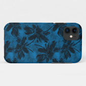 灰色と青の花のパターン。 Case-Mate iPhoneケース (裏面(横))