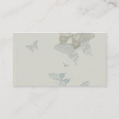 灰色と青の蝶の牧草地結婚の座席表 プレイスカード (裏面)