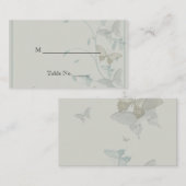 灰色と青の蝶の牧草地結婚の座席表 プレイスカード (正面/裏面)