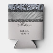 灰色と青フェイク黒レースのよう 缶クーラー (正面)