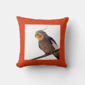 灰色と黄色のコックティエルペットの鳥の色の写真 クッション (正面)