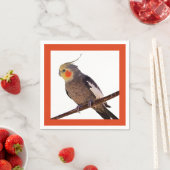 灰色と黄色のコックティエルペットの鳥の色の写真 スタンダードカクテルナプキン (インサイチュ)