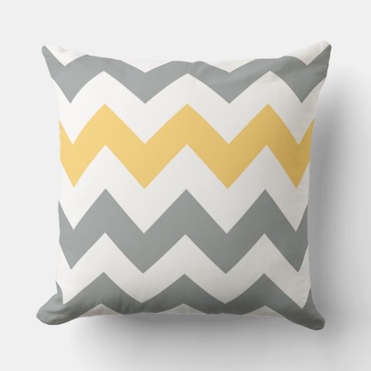 灰色と黄色のシボロン枕 クッション (正面)