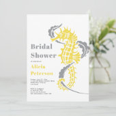 灰色と黄色のシーホースビーチブライダルシャワー 招待状 (スタンド正面)