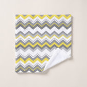 灰色と黄色のジグザグ バスタオルセット (ウォッシュタオル)