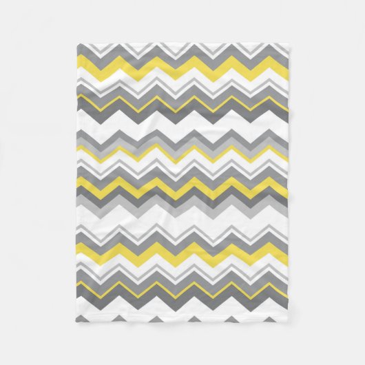 灰色と黄色のジグザグ フリースブランケット (正面)