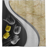 灰色と黄色のチューリップ花2021色 シャワーカーテン (正面)