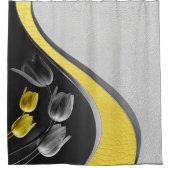 灰色と黄色のチューリップ花2021色 シャワーカーテン (正面)