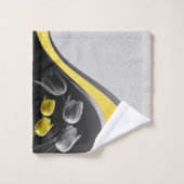 灰色と黄色のチューリップ花2021色 バスタオルセット (ウォッシュタオル)