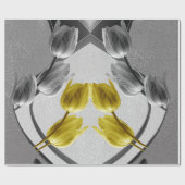 灰色と黄色のチューリップ花2021色 ラッピングペーパー (フラット)