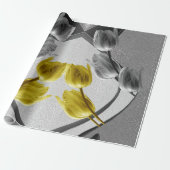 灰色と黄色のチューリップ花2021色 ラッピングペーパー (アンロールド)
