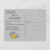 灰色と黄色のチューリップ、夕日のあるデイジー インビテーションポストカード (裏面)