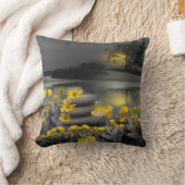 灰色と黄色のチューリップ、夕日のあるデイジー クッション (ブランケット)