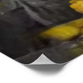 灰色と黄色のチューリップ、夕日のあるデイジー ポスター (角)