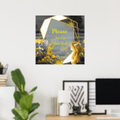 灰色と黄色のチューリップ、夕日のあるデイジー ポスター (ホームオフィス)