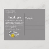 灰色と黄色のチューリップ、夕日のあるデイジー 案内ポストカード (裏面)