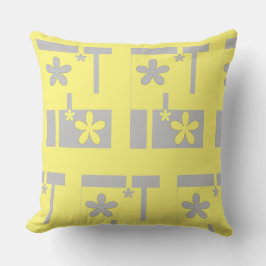 灰色と黄色のプリント2021 クッション
