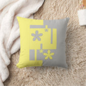 灰色と黄色のプリント クッション (ブランケット)